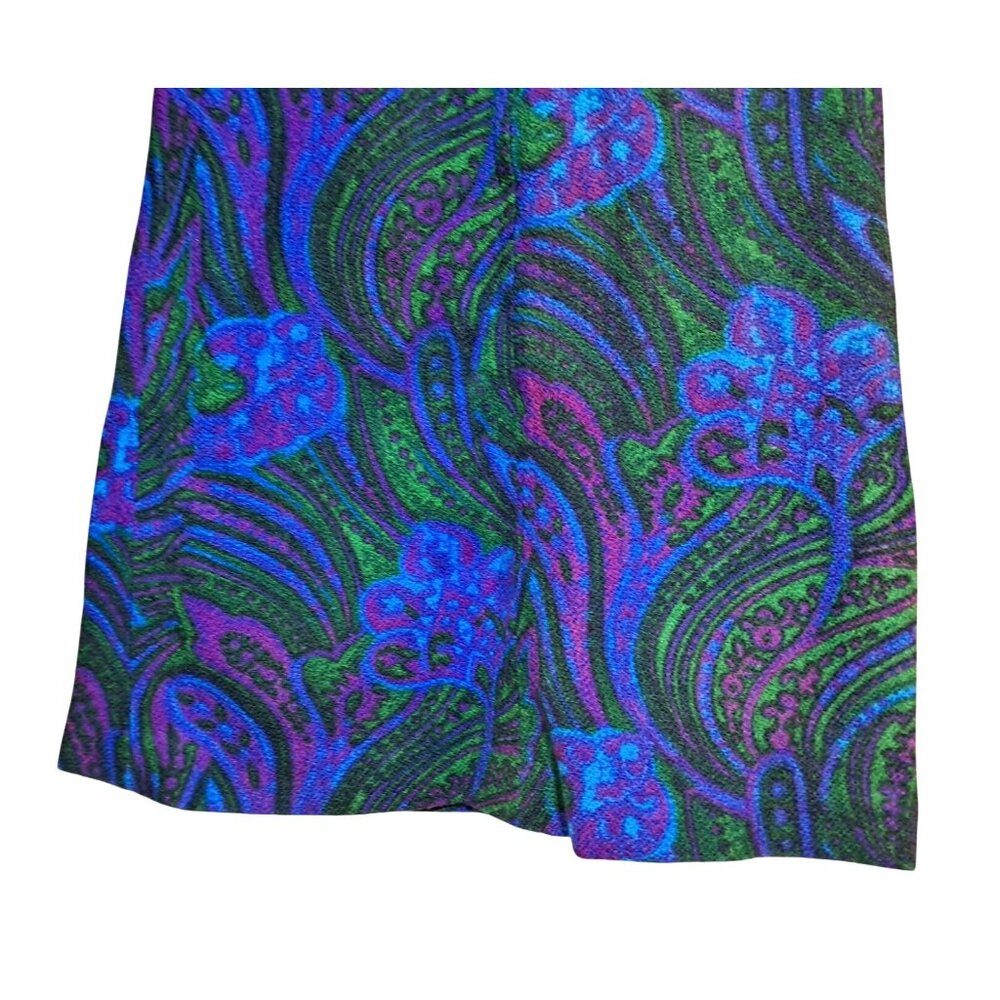 Vintage Mod Paisley Dress Wool GoGo Psychedelic Purple XS/S 60s - Picture 8 of 14